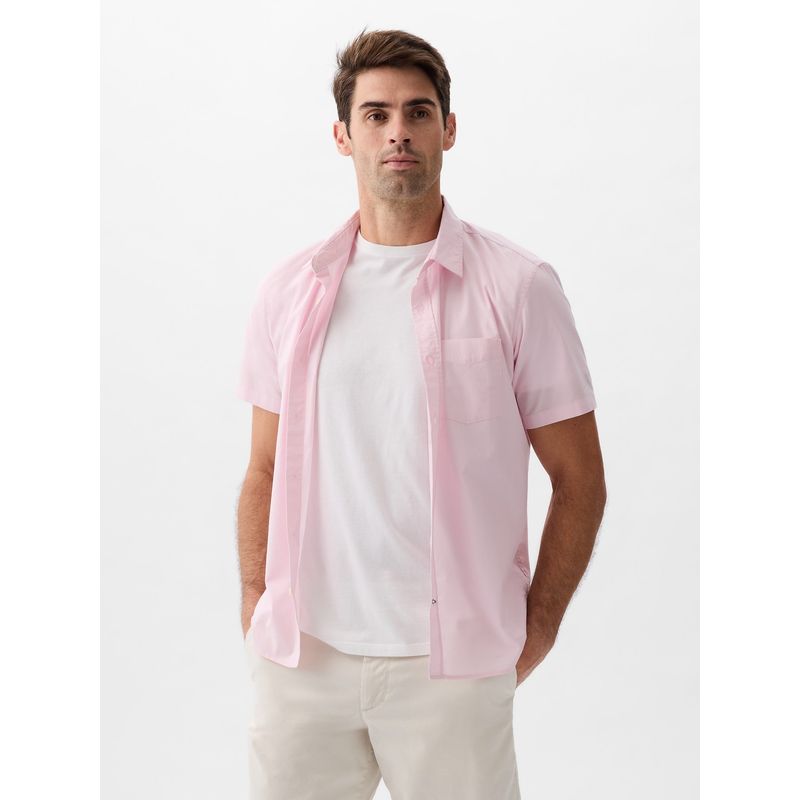 GAP - Camisa Hombre Popelina Manga Corta Rosado GAP