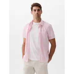 GAP - Camisa Hombre Popelina Manga Corta Rosado