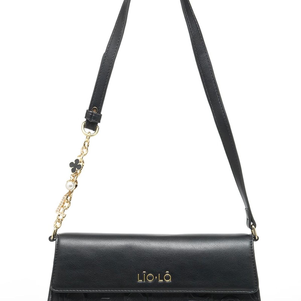 LIOLA - Cartera Rectangular Efecto Cuero Logo Liola, Negro Liola