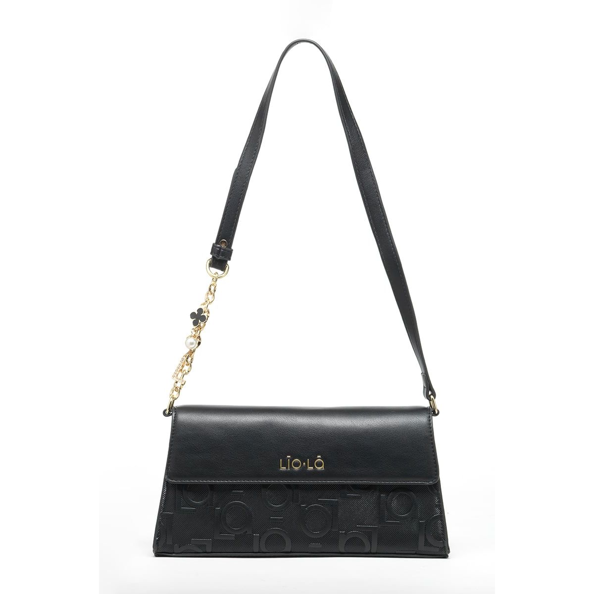 LIOLA - Cartera Rectangular Efecto Cuero Logo Liola, Negro Liola