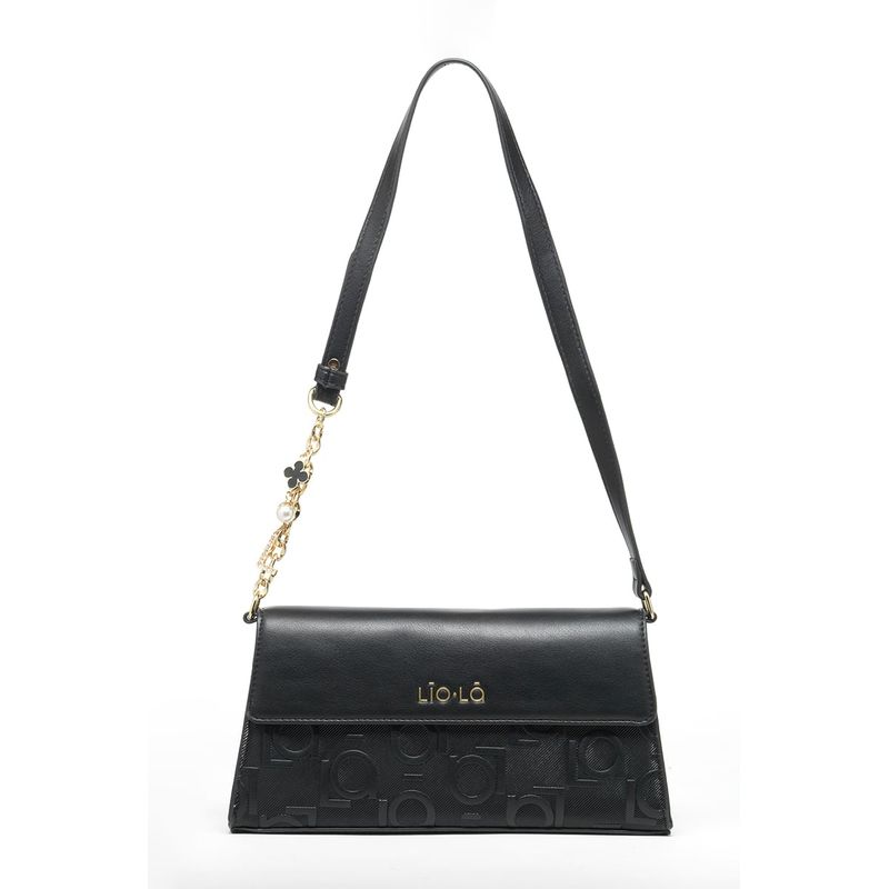 LIOLA - Cartera Rectangular Efecto Cuero Logo Liola, Negro Liola