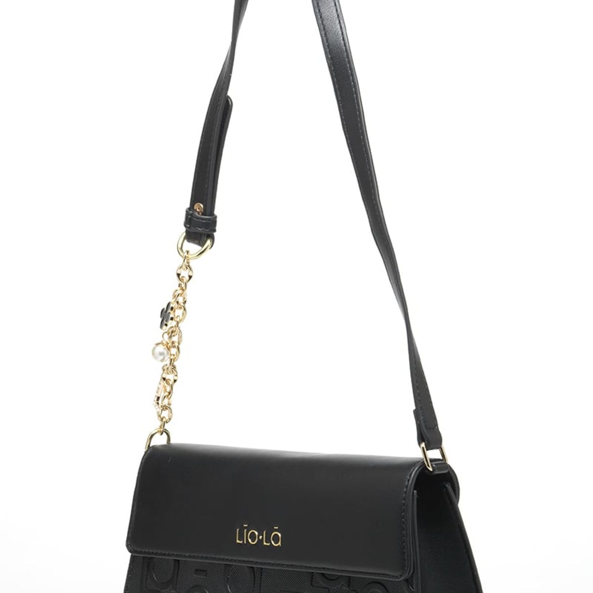 LIOLA - Cartera Rectangular Efecto Cuero Logo Liola, Negro Liola
