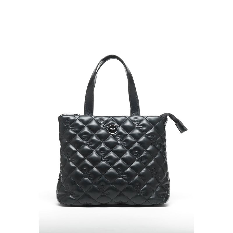 LIOLA - Cartera Cross Bag, Efecto Cuero Acolchado, Negro Liola