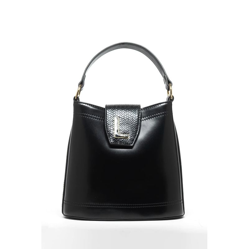 LIOLA - Cartera Efecto Cuero Liso Con Broche Piton, Negro Liola