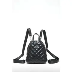 LIOLA - Mochila Pequeña, Efecto Cuero Acolchado, Negro