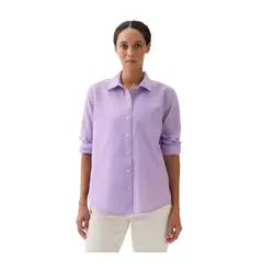 GAP - Blusa Mezcla Lino Manga Larga Mujer Morado