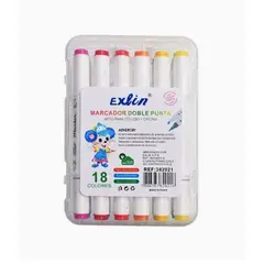 GENERICO - Marcadores Doble Punta 18 Colores