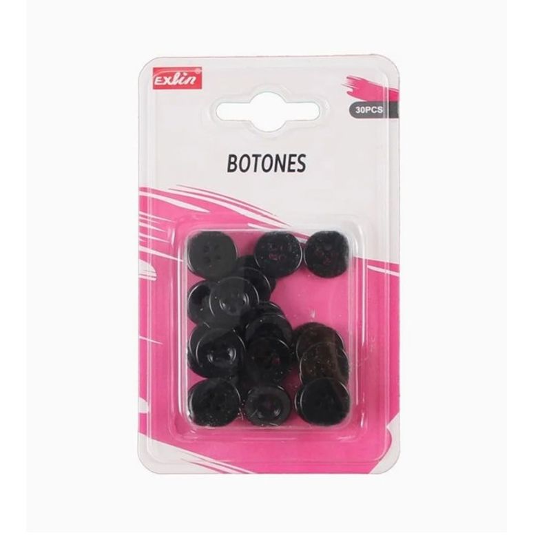 GENERICO - Botón Negro 30 Piezas
