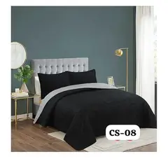 GENERICO - Cobertor Cubrecama Quilt de Verano 2 plazas Reversible -Negro