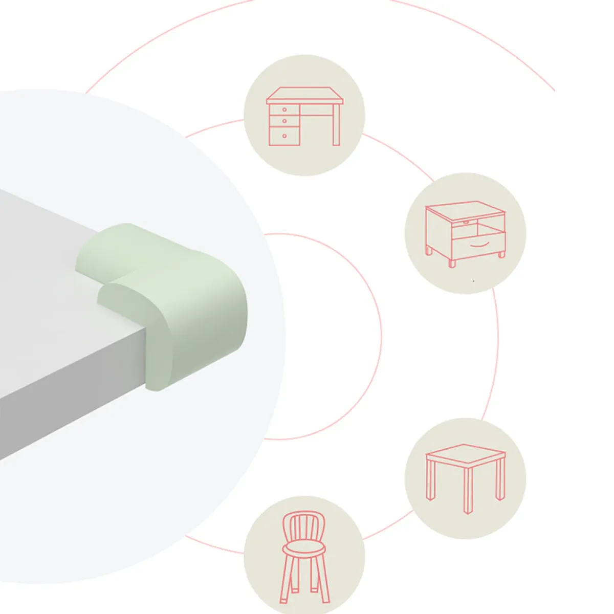 GENERICO - Pack 4 Esquineros Proteccion Bebe Antigolpes Goma Borde Mesa