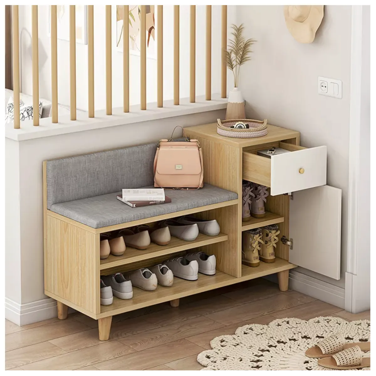 HOMER DESIGN - Zapatero Organizador Probador Con Cajonera 67altox90x32cm