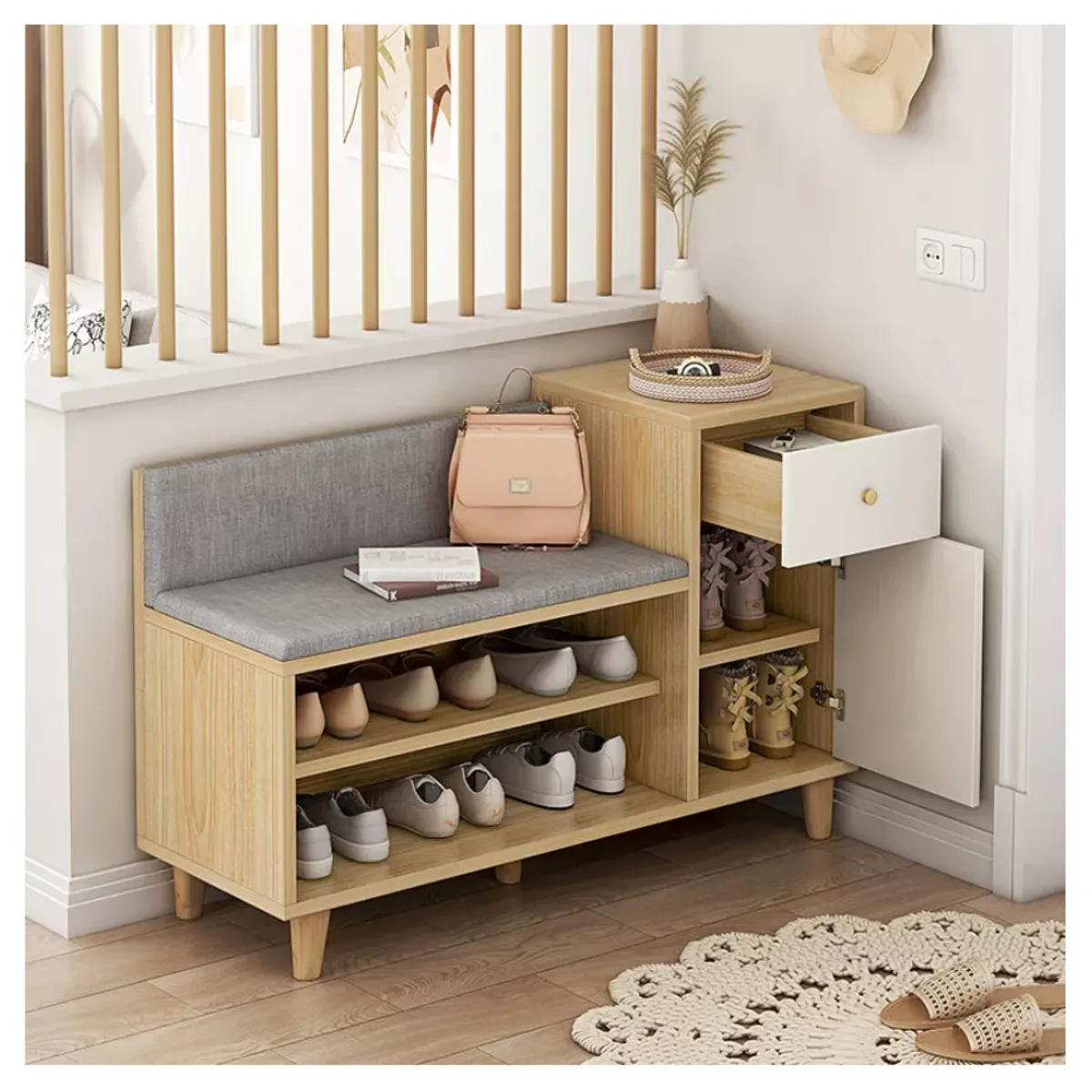 HOMER DESIGN - Zapatero Organizador Probador Con Cajonera 67altox90x32cm