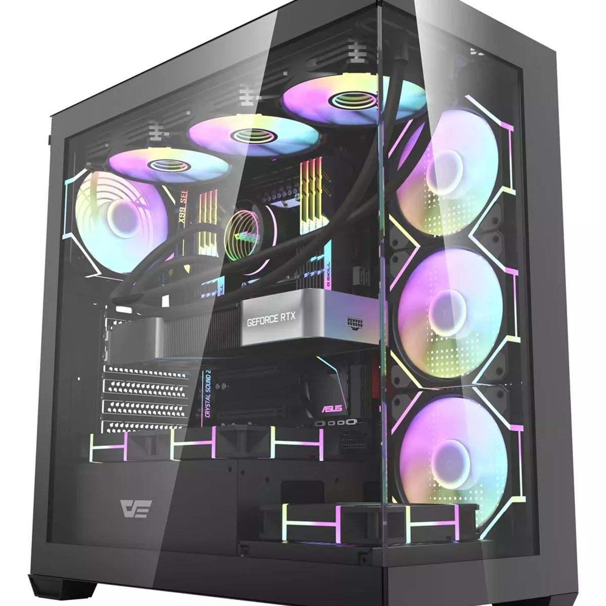 GENERICO - Gabinete Gamer DarkFlash DS900 ATX Vidrio Templado - Negro