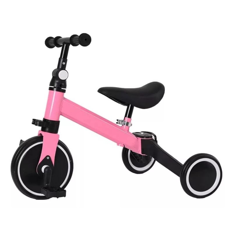 GENERICO - Bicicleta De Equilibrio Y Triciclo 3 En 1 Plegable Rosa