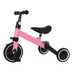 GENERICO - Bicicleta De Equilibrio Y Triciclo 3 En 1 Plegable Rosa