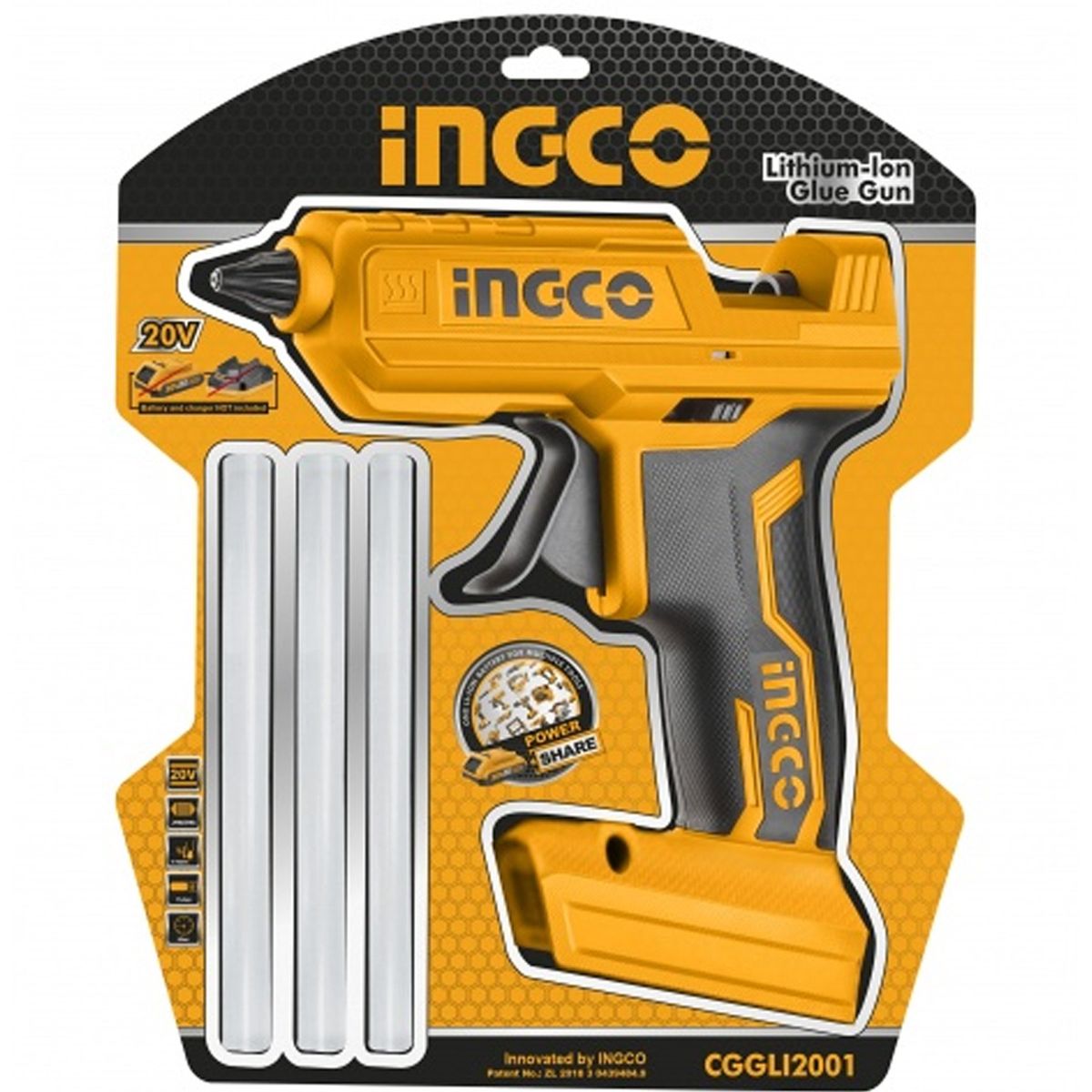 INGCO - Pistola de Silicona Inalambrica20V Sin Batería Sin Cargador