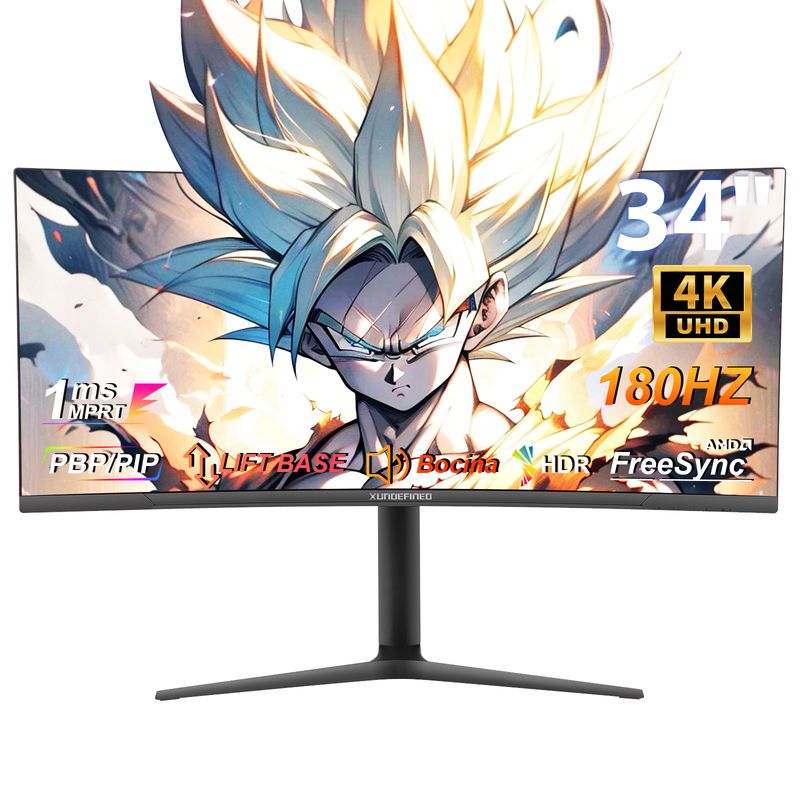 XUNDEFINED - Monitor Gamer Xundefined Curvo UltraWide 34 4k WUHD 180hz Bocina LIFT