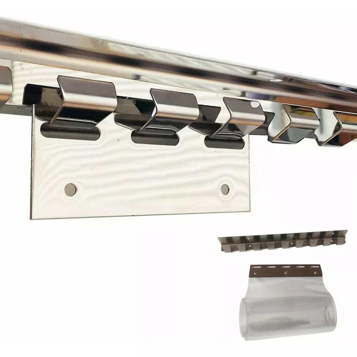 KUANGYE - Set Riel Y Ganchos Cortinas Lama Pvc 1 Mt + 6 Ganchos