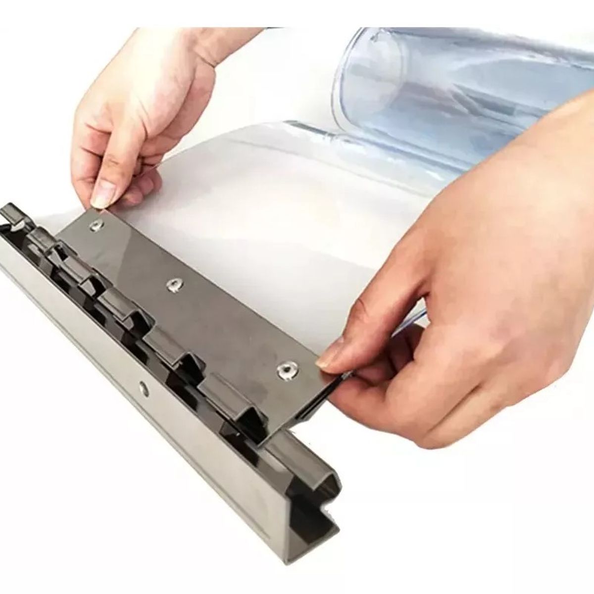 KUANGYE - Set Riel Y Ganchos Cortinas Lama Pvc 1 Mt + 6 Ganchos