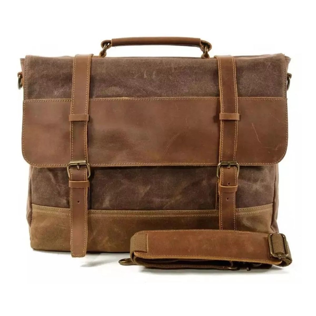 KUANGYE - Maletín Bandolera Viaje Hombre Lona Café