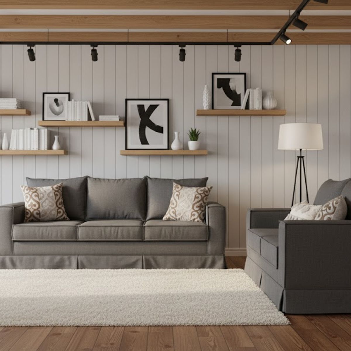 MUNDO LIVING - Juego Living Pompeya  marengo sofa 3 cuerpos y 2 cuerpos resortes