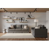 Juego Living Pompeya marengo sofa 3 cuerpos y 2 cuerpos resortes