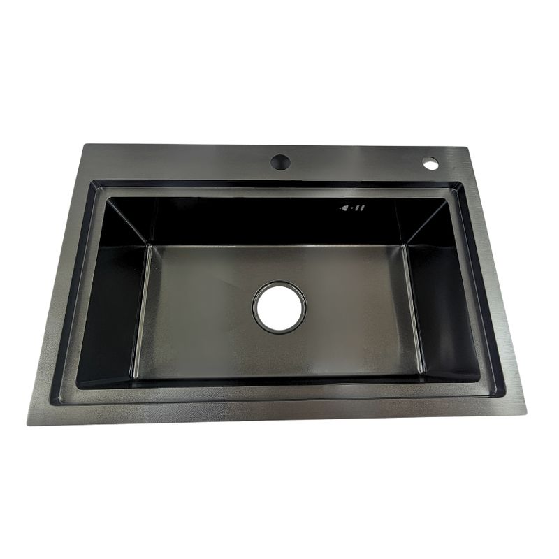 MODERN SPACE - Lavaplatos 68x45 Cm Negro De Acero Inoxidable 2mm M-s