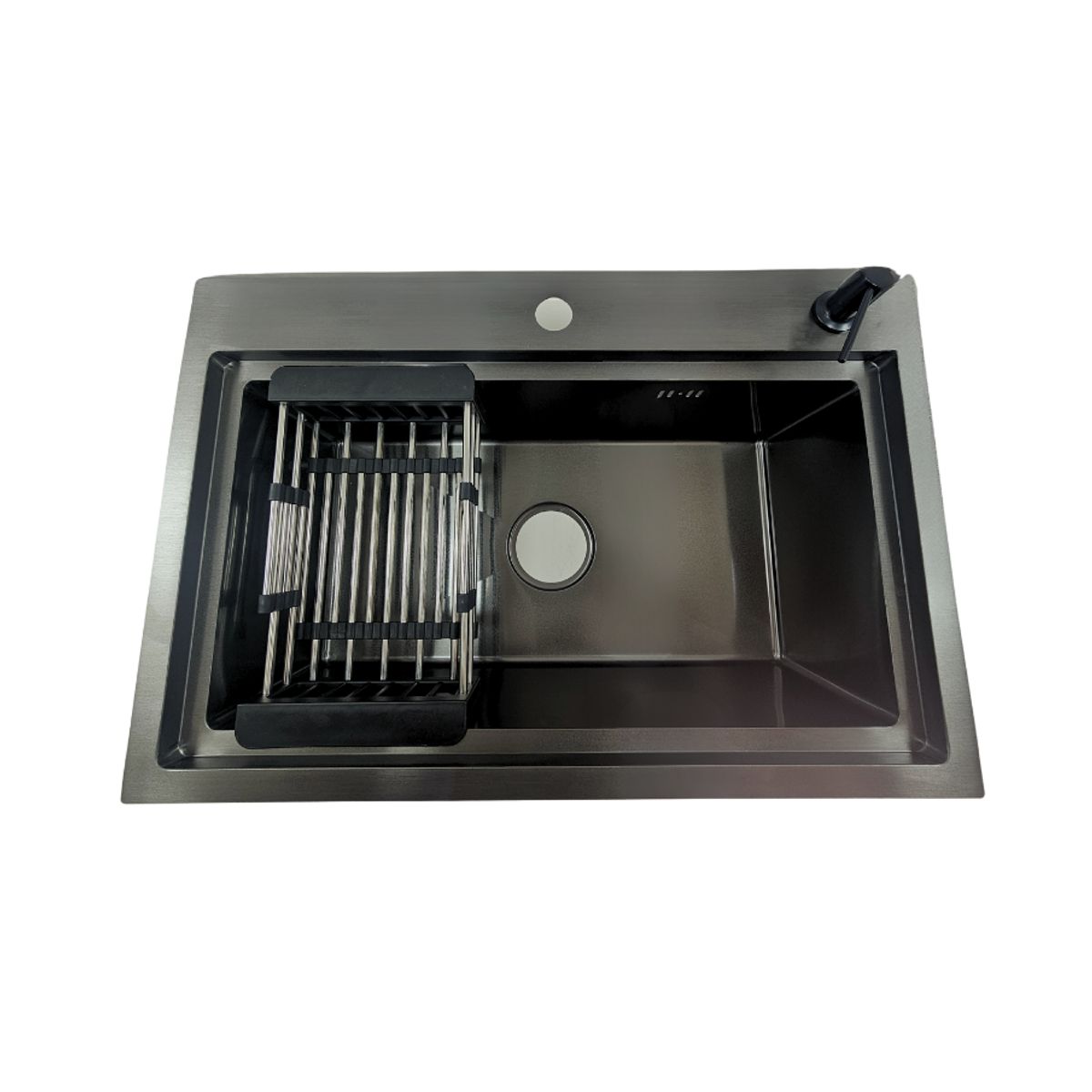 MODERN SPACE - Lavaplatos 68x45 Cm Negro De Acero Inoxidable + Accesorios