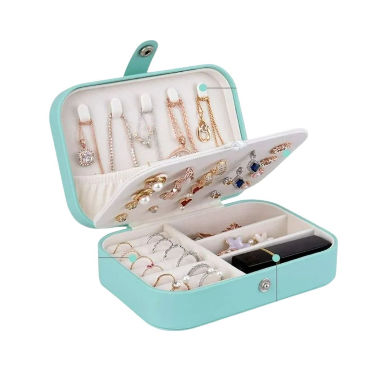 GENERICO - Joyero Organizador Rosa Cuadrado 11x16x5cm Almacenamiento