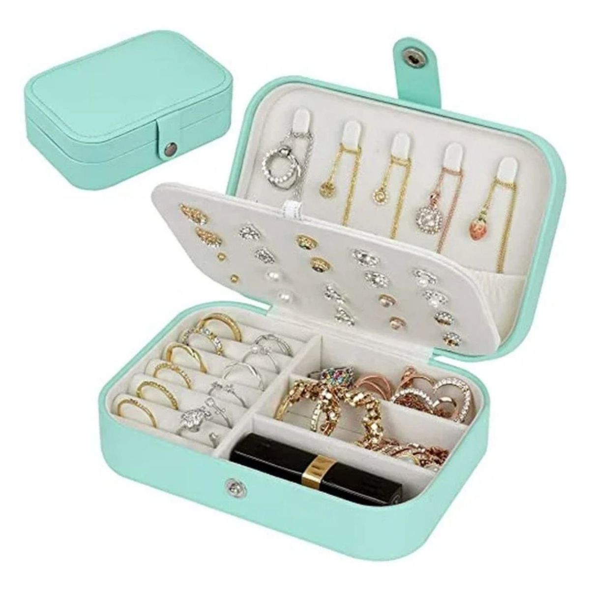 GENERICO - Joyero Organizador Rosa Cuadrado 11x16x5cm Almacenamiento