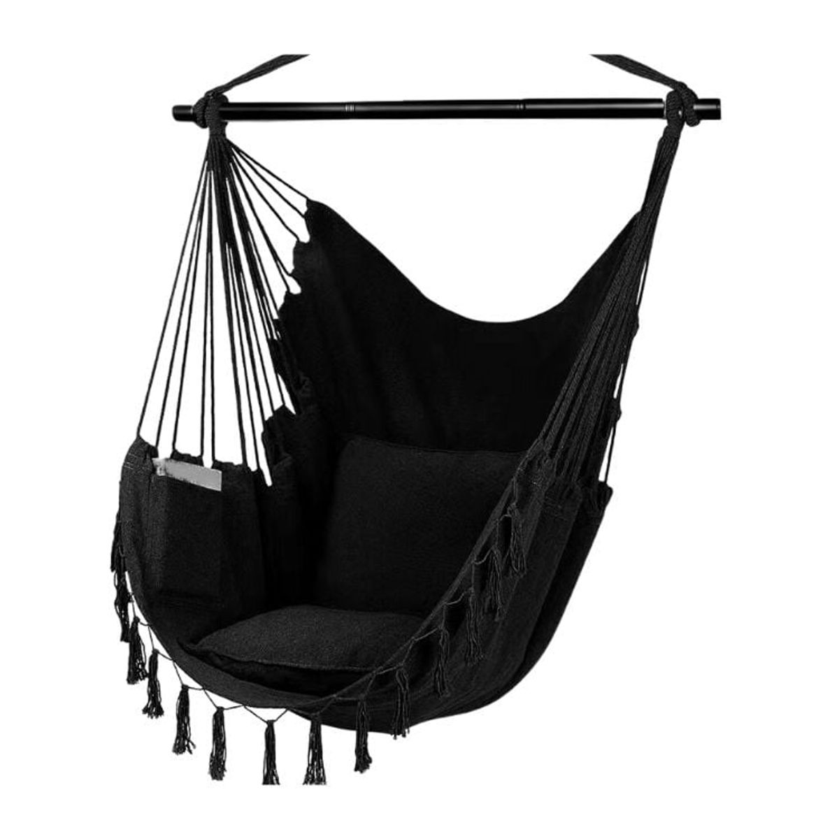 CRUSEC - Silla Hamaca Colgante Elegante Estilo Boho Moderna - Negro