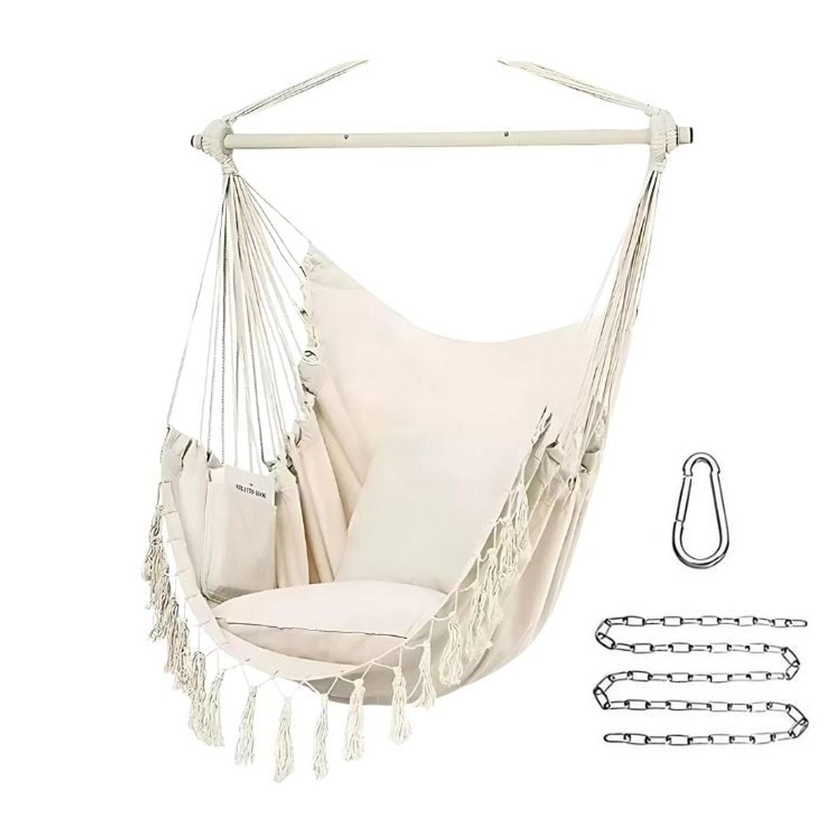 CRUSEC - Silla Hamaca Colgante Elegante Estilo Boho Moderna - Blanco
