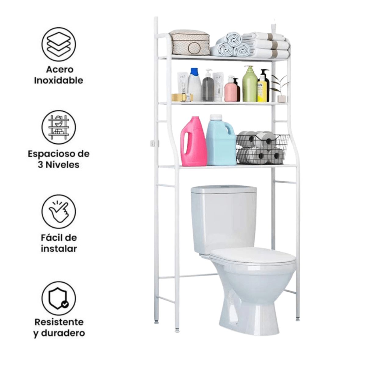 ACTUAL - Estante Organizador de Baño 3 Repisas Blanco 160x50x26