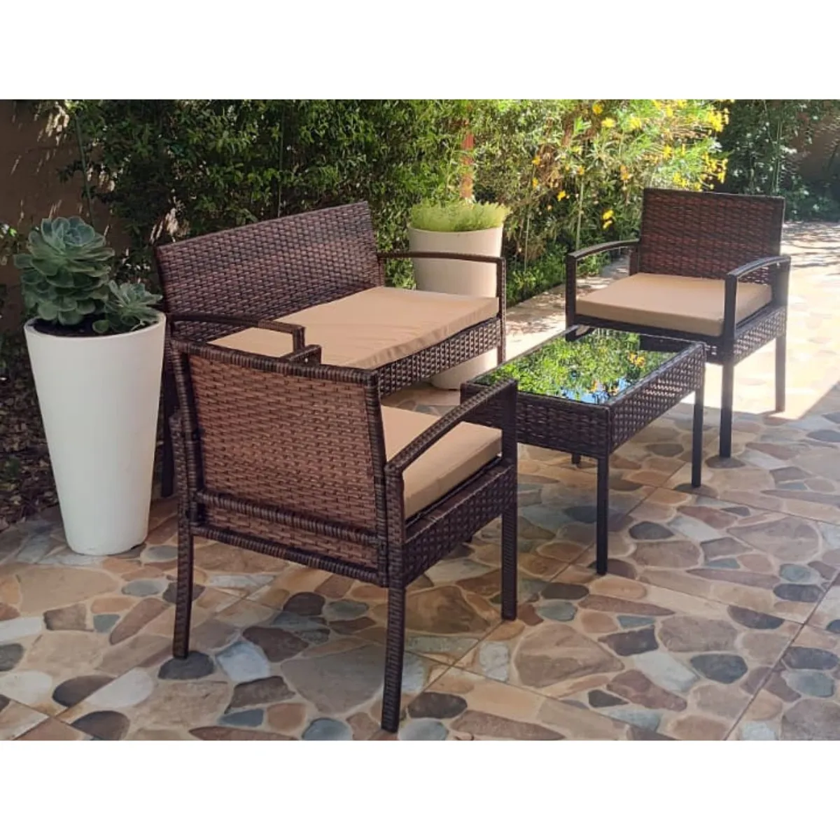 GENERICO - Juego De Living Terraza 4 Personas Doral Beach Cojines Impermeables