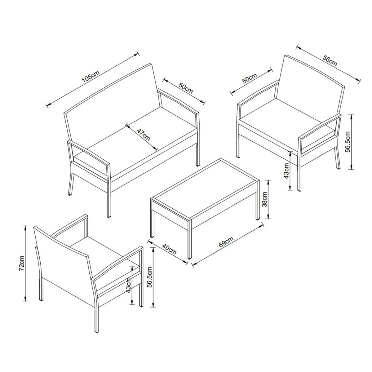 GENERICO - Juego De Living Terraza 4 Personas Doral Beach Cojines Impermeables