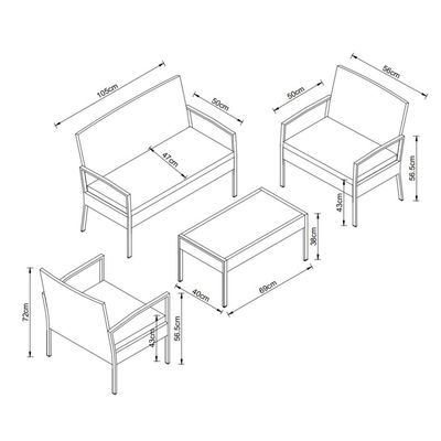 Imagen 2 del producto Juego De Living Terraza 4 Personas Doral Beach Cojines Impermeables