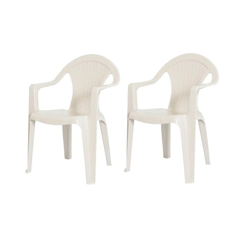 GENERICO - Pack 2 Sillas Terraza Ratan Glamour Con Brazos Beige