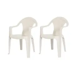 GENERICO - Pack 2 Sillas Terraza Ratan Glamour Con Brazos Beige