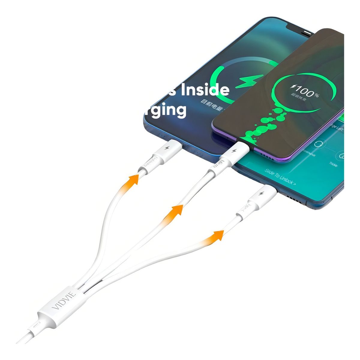 GENERICO - Cargador Triple Cable 3 En 1 Multiple Micro,tipo C