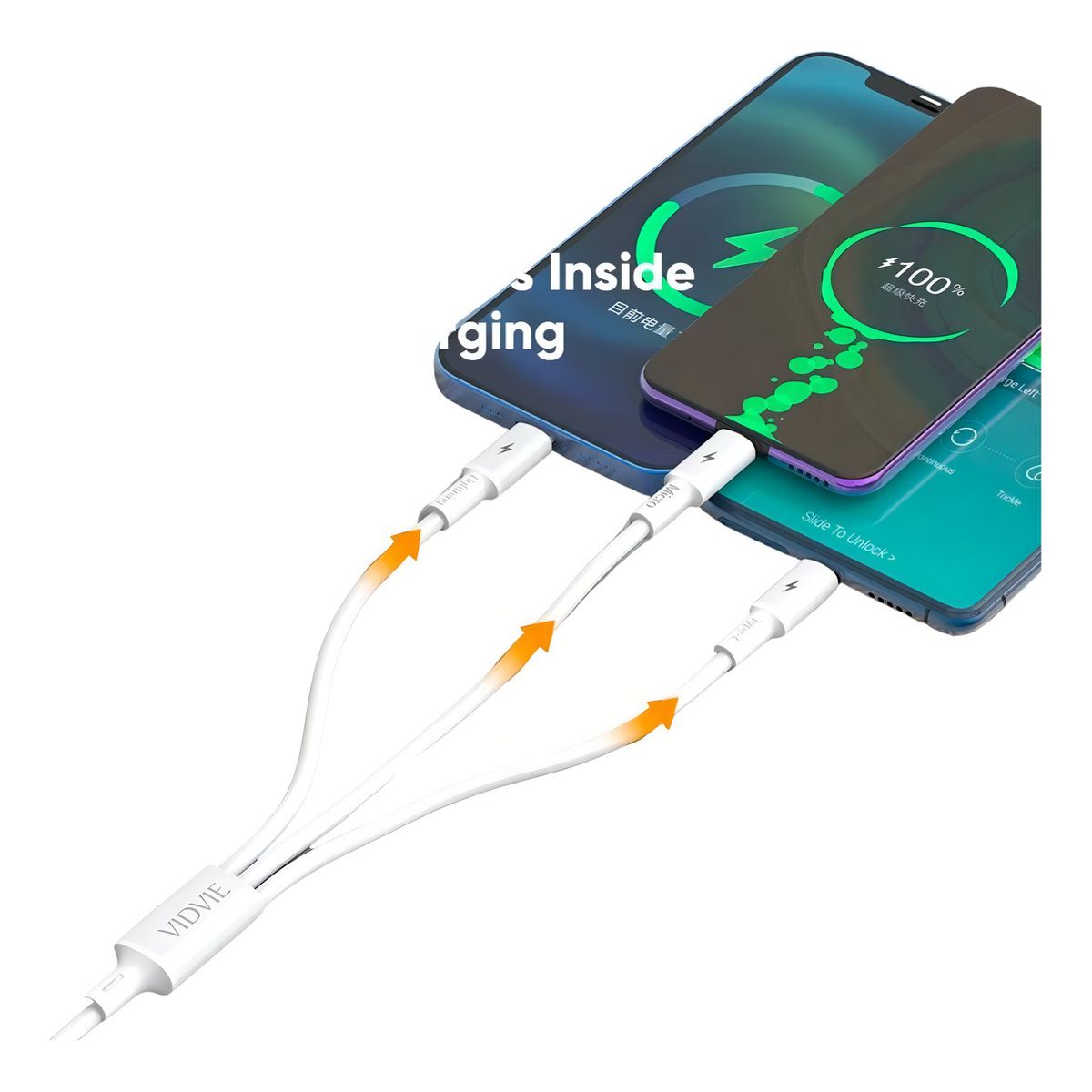 GENERICO - Cargador Triple Cable 3 En 1 Multiple Micro,tipo C