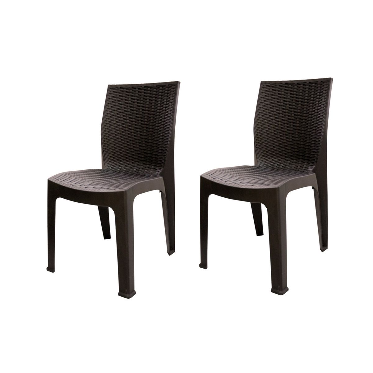 GENERICO - Pack 2 Sillas Terraza Ratan Corsa Cafe