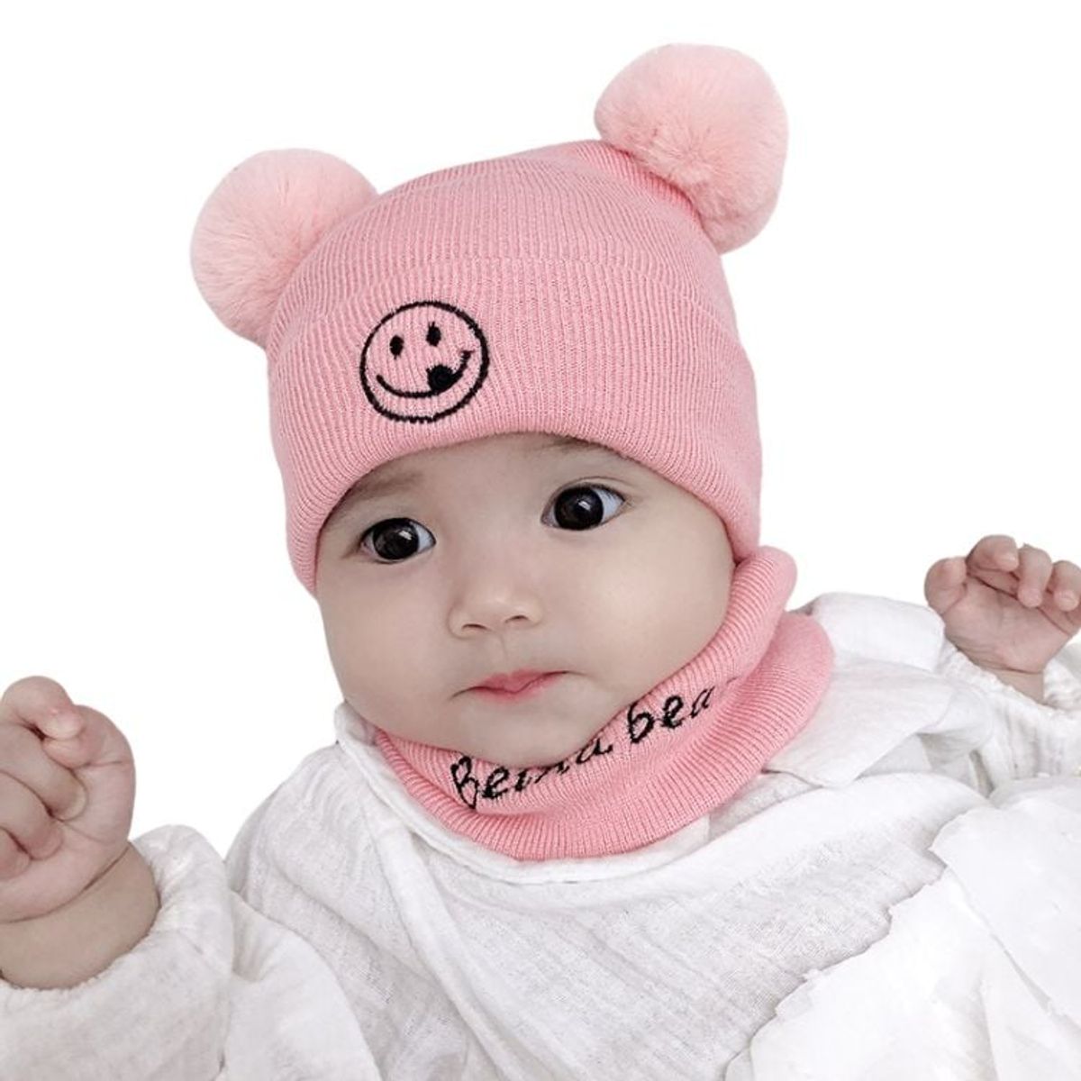 CRUSEC - Gorro Con Cuello Para Bebé Orejitas Oso Para Invierno