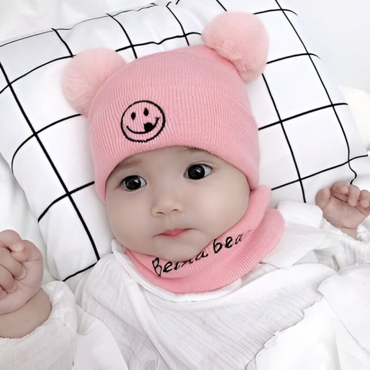 CRUSEC - Gorro Con Cuello Para Bebé Orejitas Oso Para Invierno
