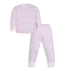 POMPON PIMA - Pijama Larga 2 piezas - Algodon Pima - Cuadrille Rosa
