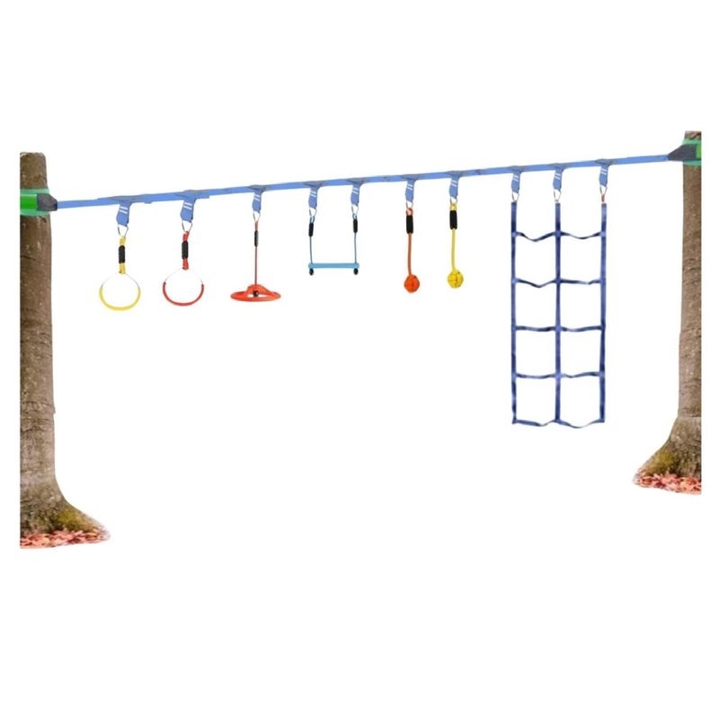 AUCKLAND OUTDOOR - Juego Obstáculos Niños Carrera 7 Kit Ninja Warrior Slackline