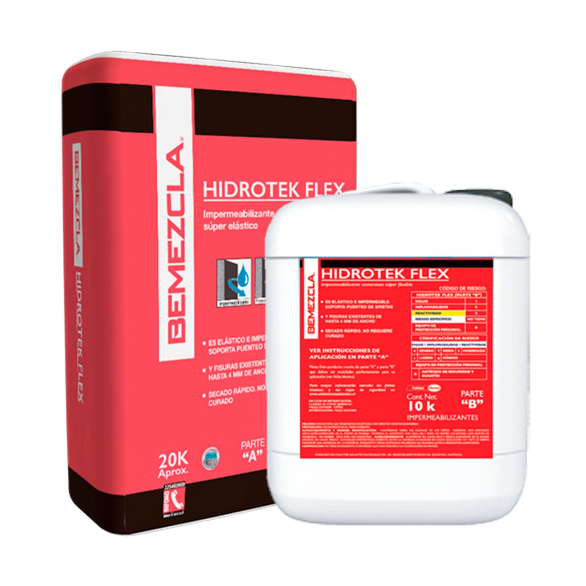 HENKEL - BEMEZCLA HIDROTEK FLEX -Impermeabilizante Cementoso,  Kit 30Kg