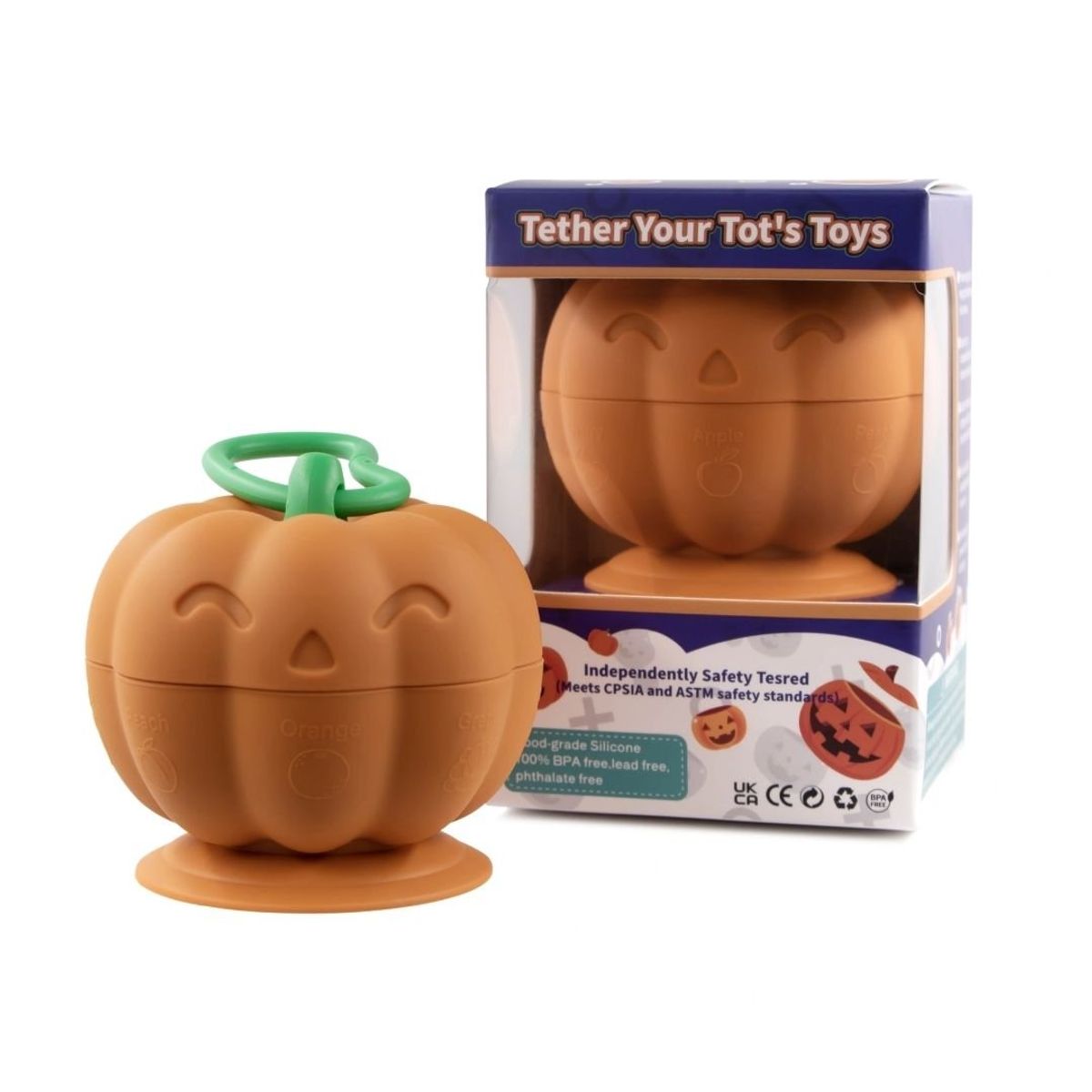 OEM - CALABAZA SUJETADOR DE JUGUETES Y CHUPETES SILICONA