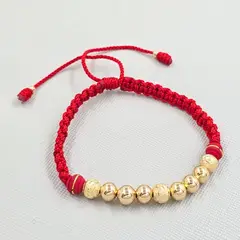 GENERICO - Pulsera Tejida Roja Balin Oro Laminado 18k