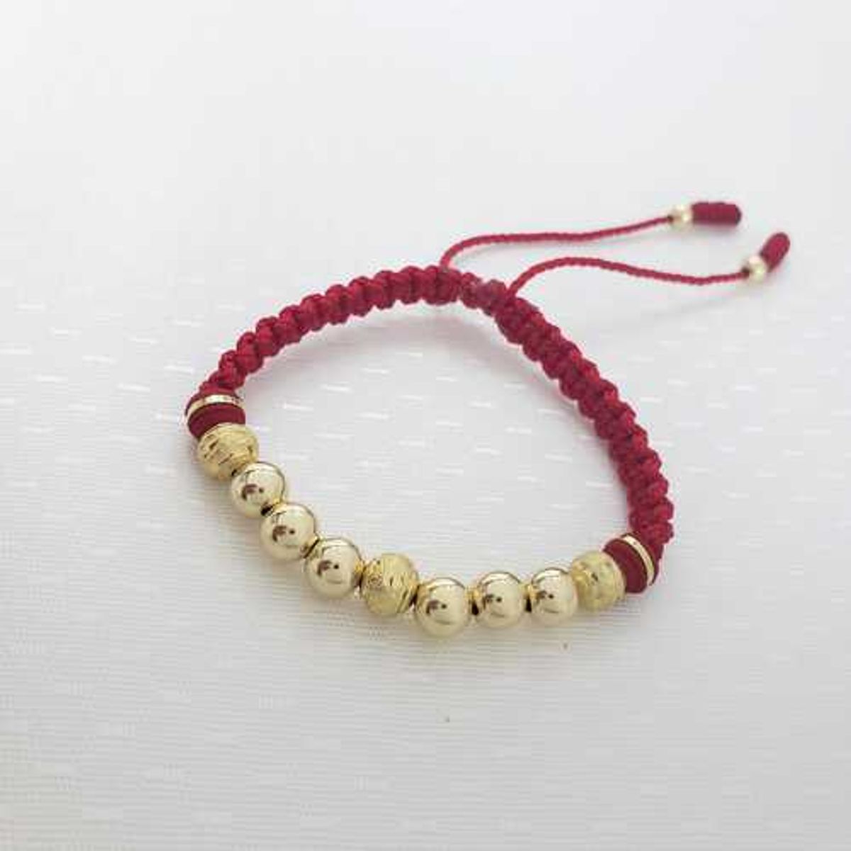 GENERICO - Pulsera Tejida Roja Balin Oro Laminado 18k