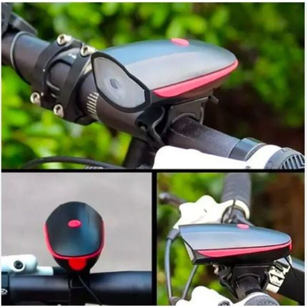 GENERICO - Luz bicicleta 250 lms recargable Bocina usb Color Rojo